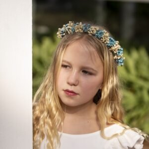 Corona Sara combinada blanco-azul